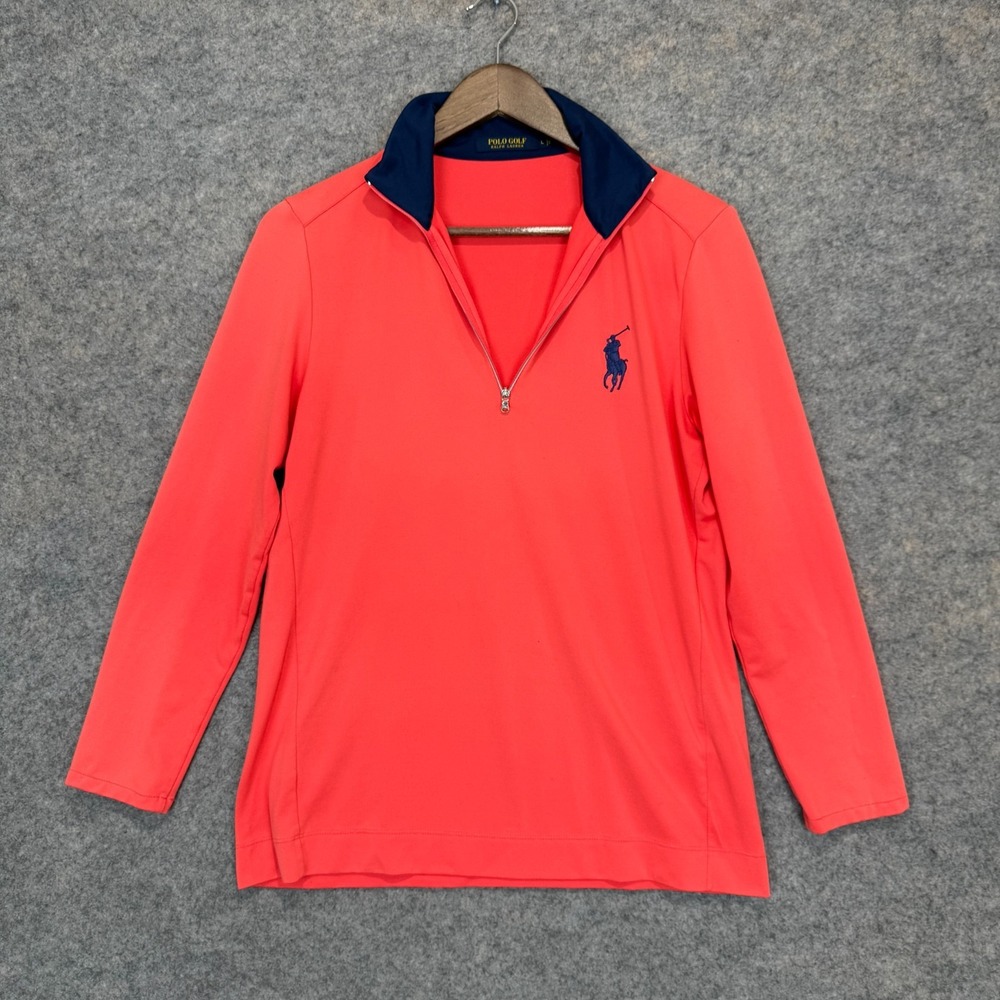 Polo Golf Ralph Lauren Quarter Zip Pullover Womens Large Big Pony Coral